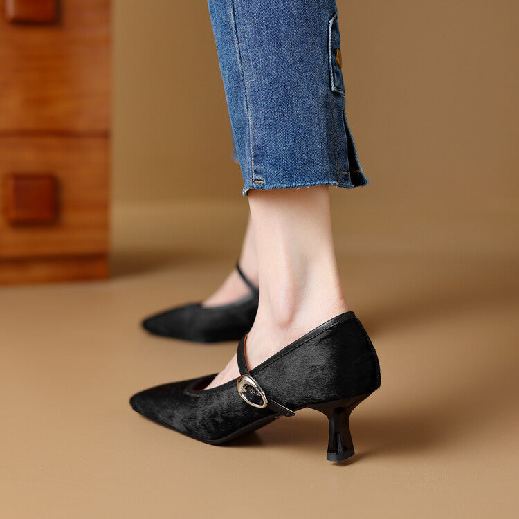 Elegant Mary Jane Heels with Leopard Print or Classic Black Suede Women's Square Toe Stiletto Heel Ankle-strap Shoes Fashionable Retro High Heels