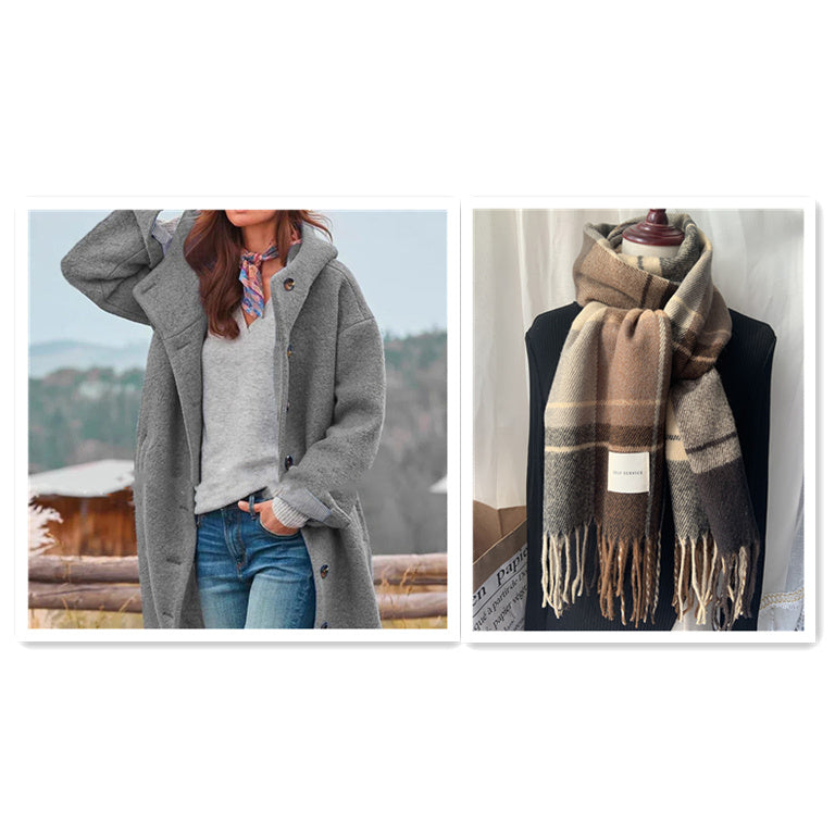Temperament Thickened Tweed Medium-length Trench Coat