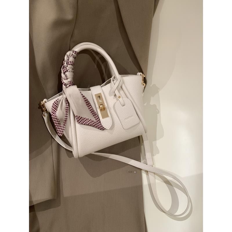 Litchi Pattern Soft Leather Portable Tote Bag For Women