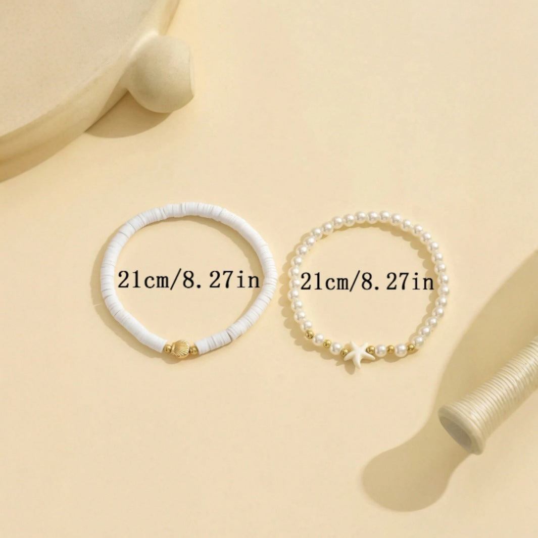 Five-pointed Star Pearl Twin Anklet For Women