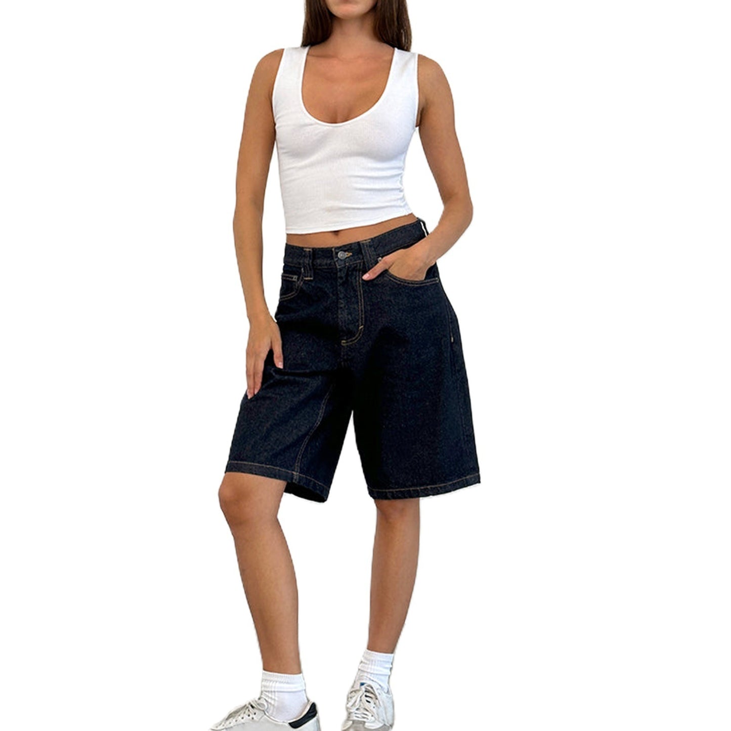 American Denim Shorts Bullet-free Fitted Figure Flattering Women's Pants
