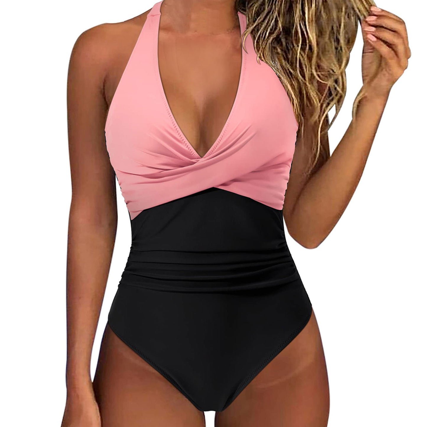 Slim Contour One-Piece Swimsuit – Tummy Control, Elegant V-Neck & Flattering Fit Women's Multicolor Backless Lace-up Sexy Siamese Swimsuit