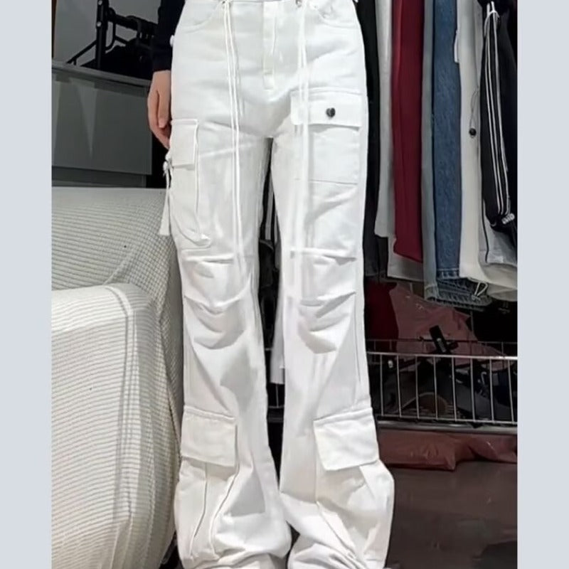 Bootcut Trousers Women's Spring And Autumn Versatile Pocket Flared Overalls
