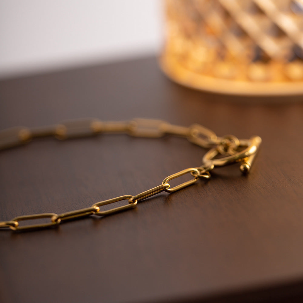 Modern Gold Link Necklace with T-Bar Clasp Fashion Clip Accessories Necklace For Women