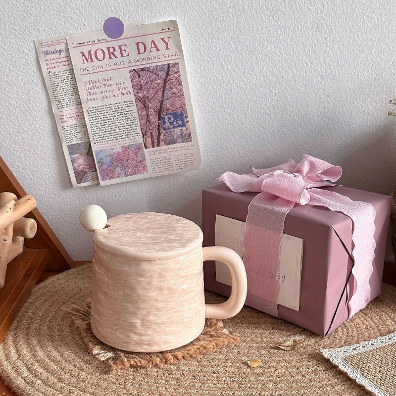 Textured Ceramic Mug & Spoon Gift Set with Bag Rock Textured Ceramic Coffee Niche Mug