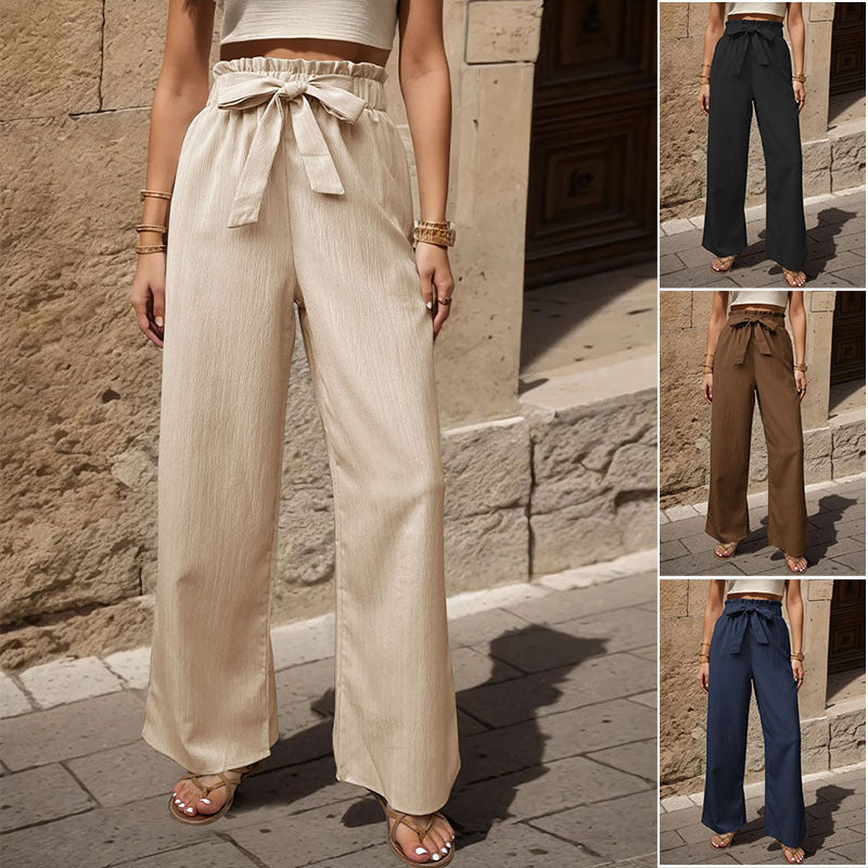 Comfortable New Tied Lotus Leaf Elastic Trousers For Women's