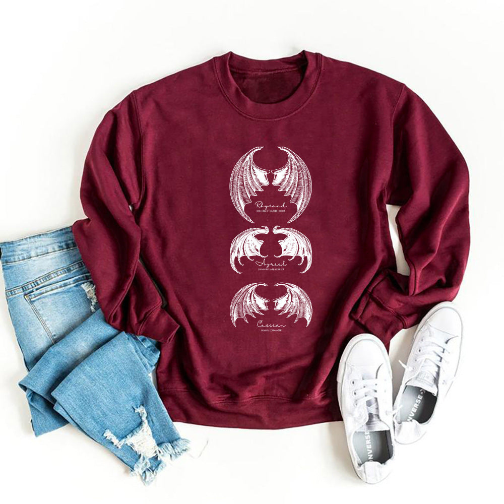 Mythical Creature Graphic Sweatshirt - Women Crewneck Pullover Night Shirt Thorns And Rose Court T-shirt