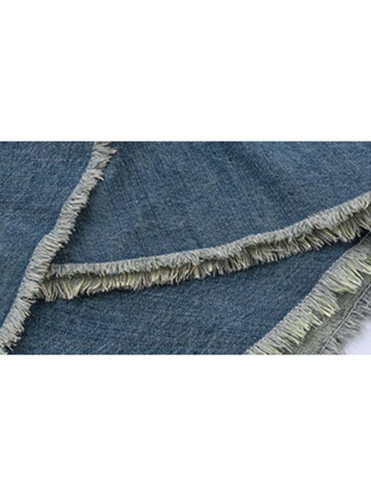 Spring Retro High Waist Irregular Denim Skirts For Women
