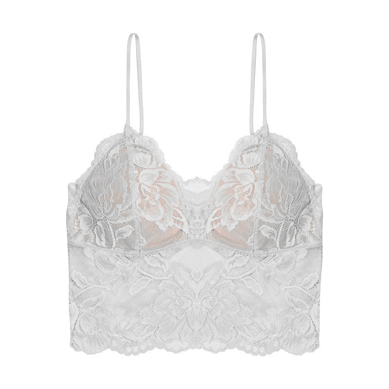 Stylish Sheer Lace Crop Top Bra for Layering French Underwear Lace Bra Women
