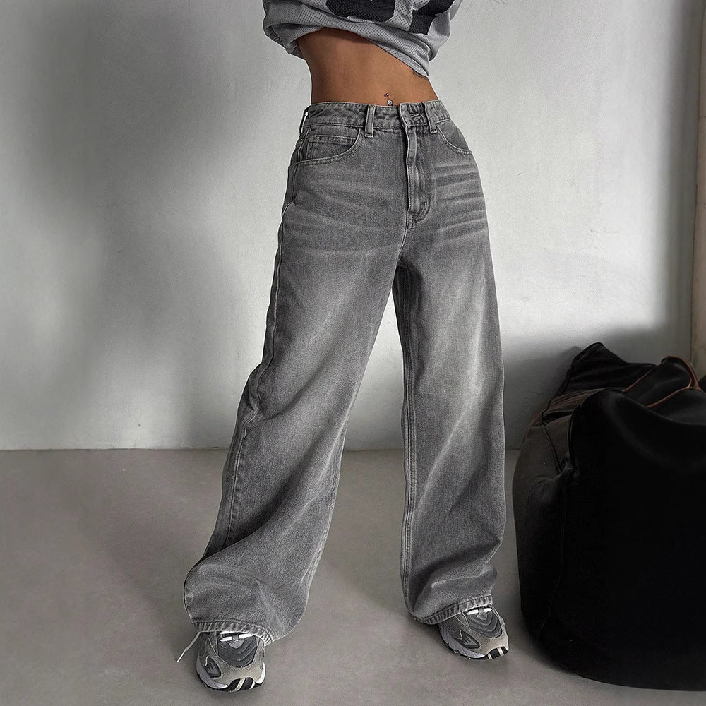 Loose Spring And Autumn Long High Waist Drooping Fashion Fashion Jeans