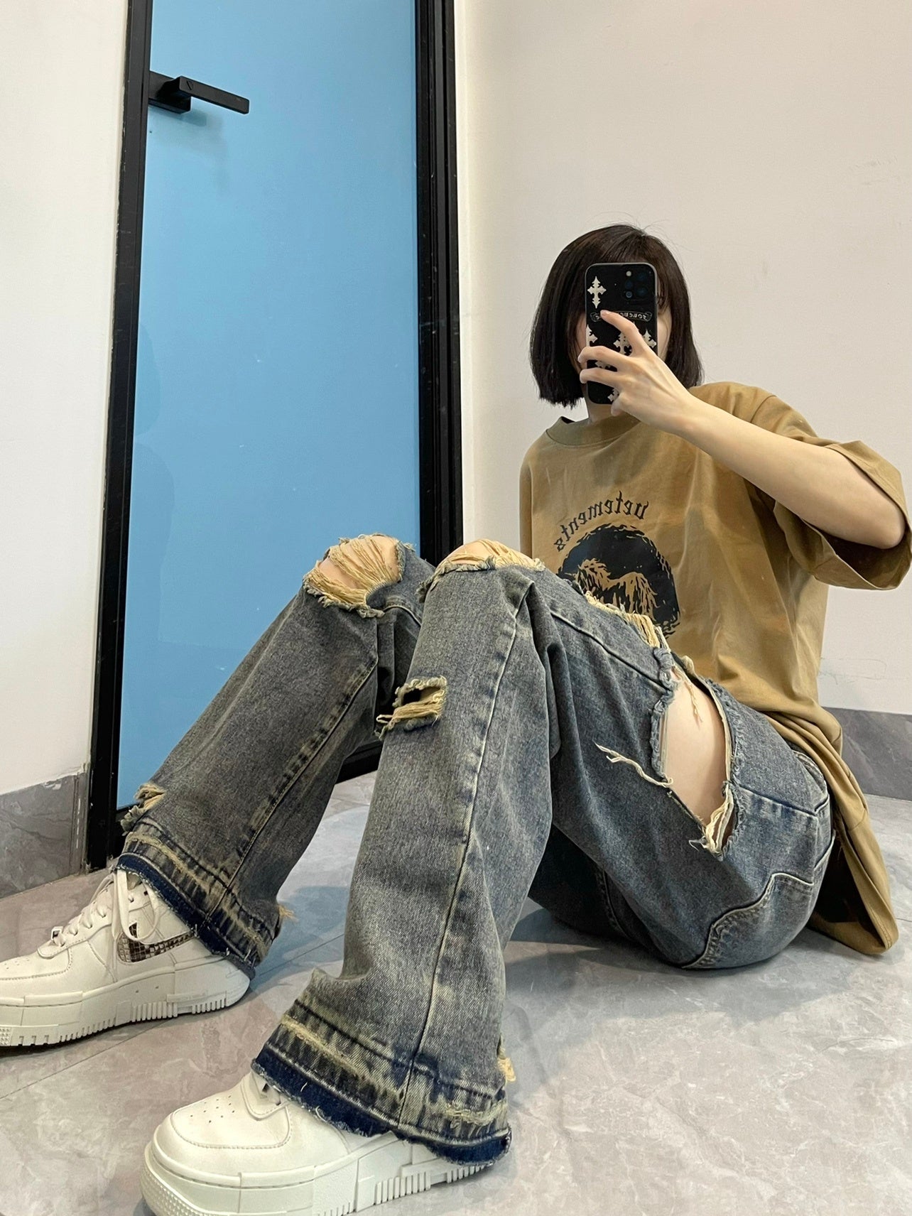Raw Edge, Real Attitude – Distressed Denim Domination Hiphop Ripped Jeans For Women With Loose Wide Legs