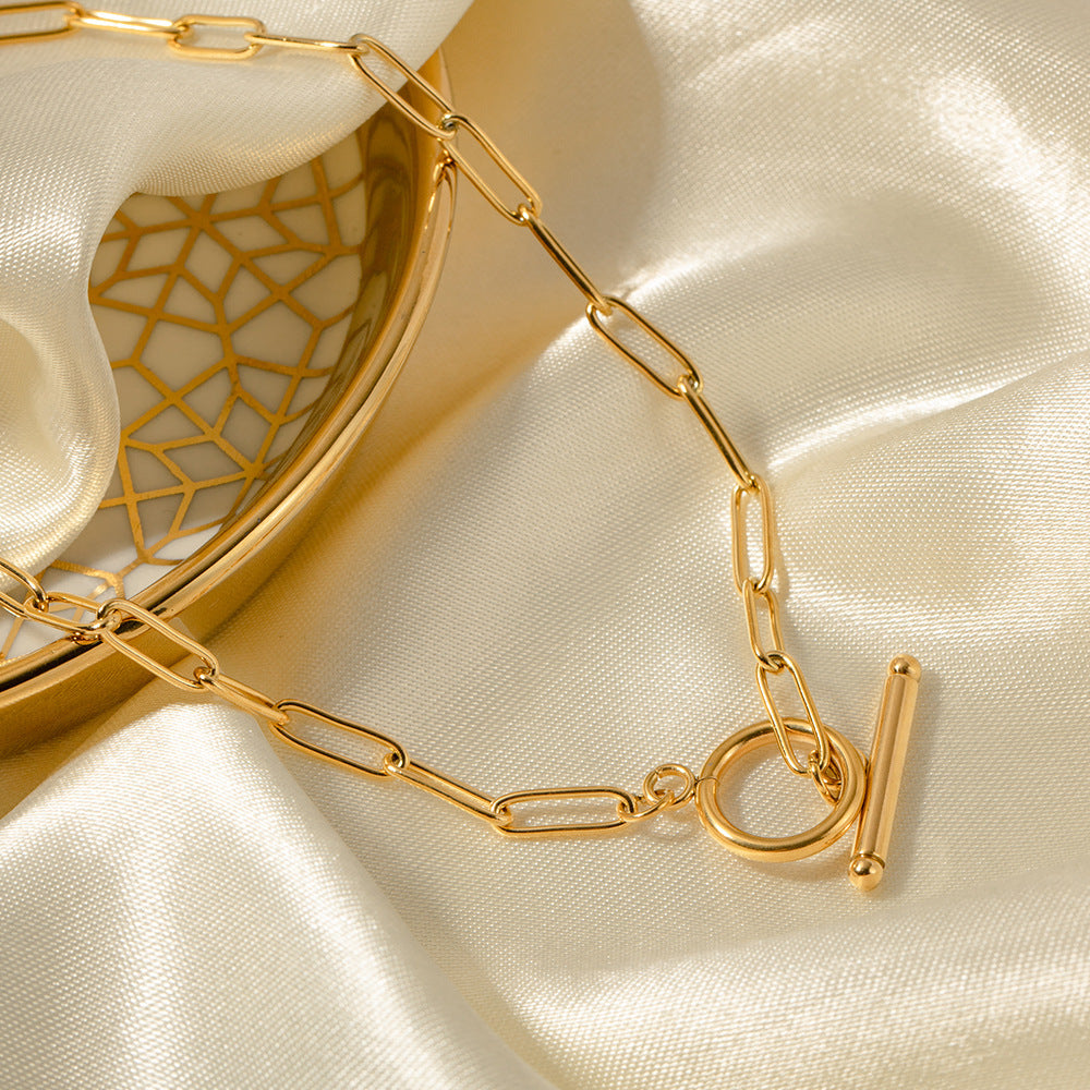 Modern Gold Link Necklace with T-Bar Clasp Fashion Clip Accessories Necklace For Women
