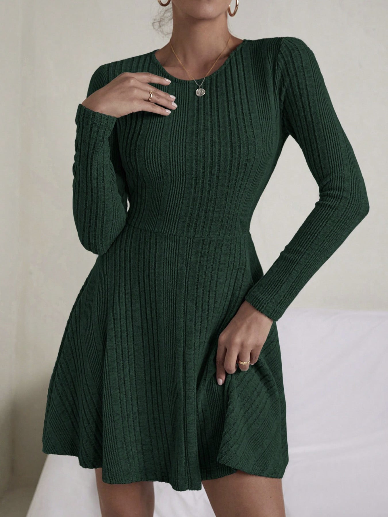 Elegant Rib Knitted Skirt Solid Color For Women's