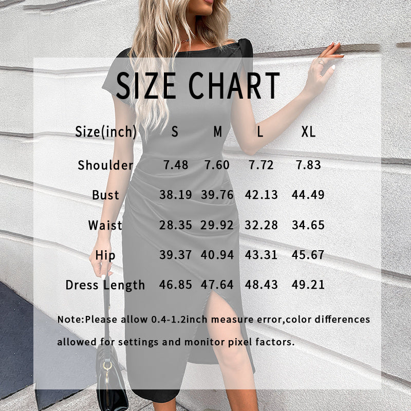 Ruched Bodycon Midi Dress - Elegant Wrap Design With Side Slit Women's