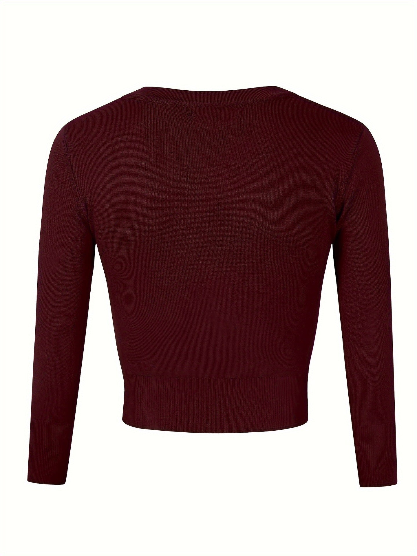 Solid Color Button Up Front Woolen Sweater For Casual Wear
