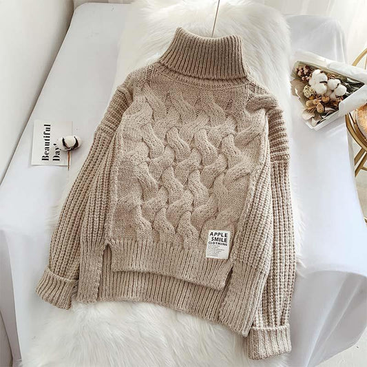 Turtleneck Twist Korean Retro Lazy Knit Pullover Top