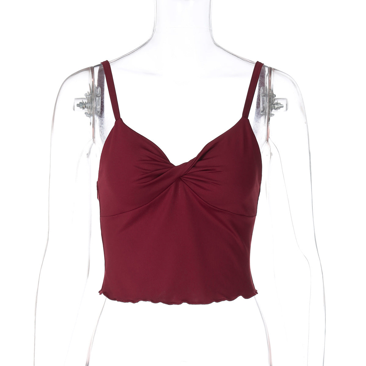 Bow Camisole Backless Tank Waist Trimming Wave Edge Bandeau Sling Top For Women's