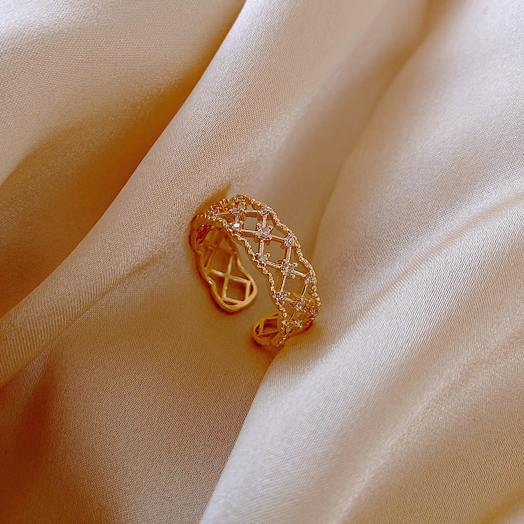 Woven Twist Net Celebrity Ring Women
