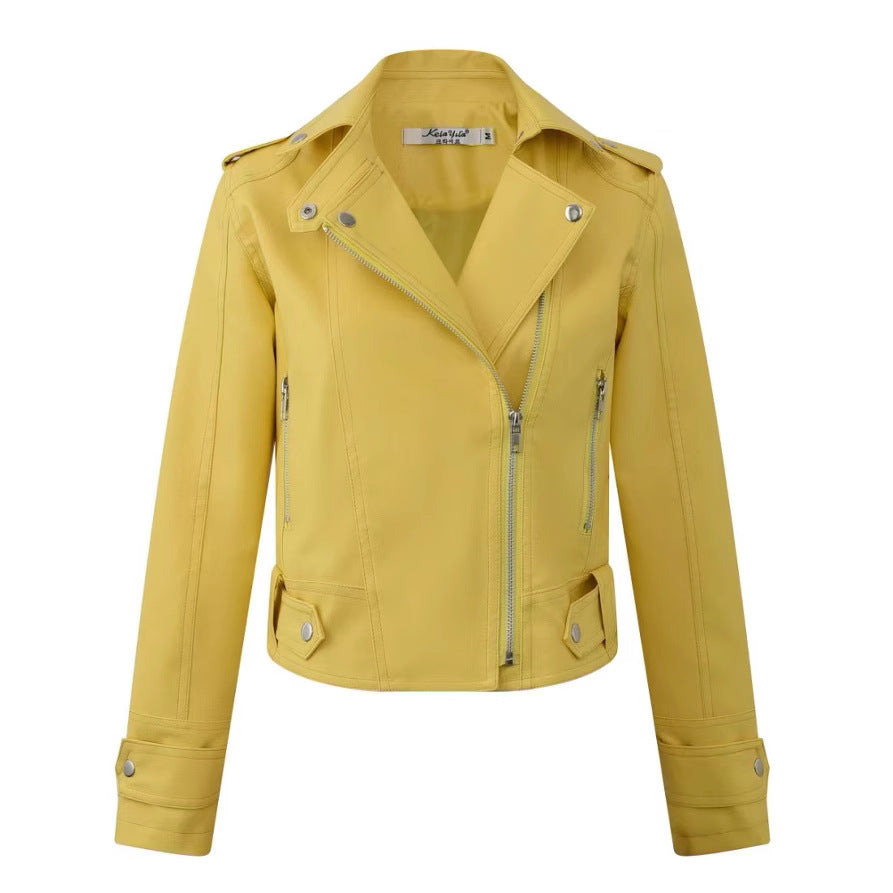 Pu Motorcycle Leather Short Korean Slim Fit Plus Size