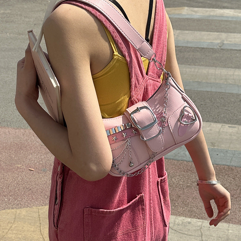 Aesthetic Buckle Detail Mini Shoulder Bag Underarm Bag All-match Crossbody Belt XINGX Shoulder Bag
