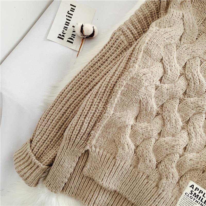 Turtleneck Twist Korean Retro Lazy Knit Pullover Top