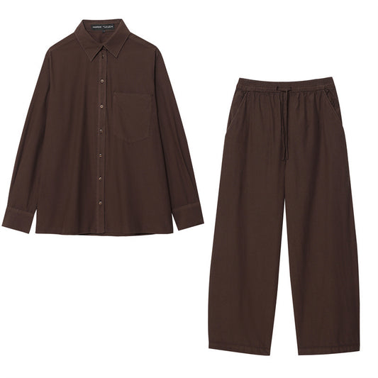 Elegant Pocket Poplin Shirt And Trouser For Women's