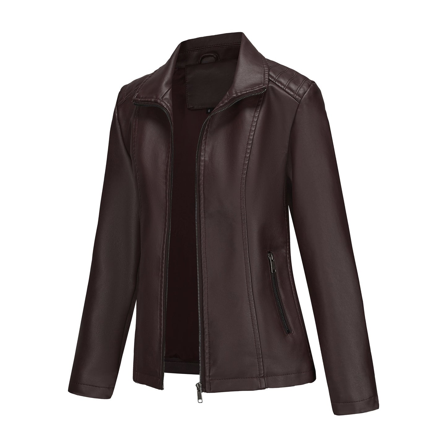 Leather Jacket Knitted Stitching Stretch Coat