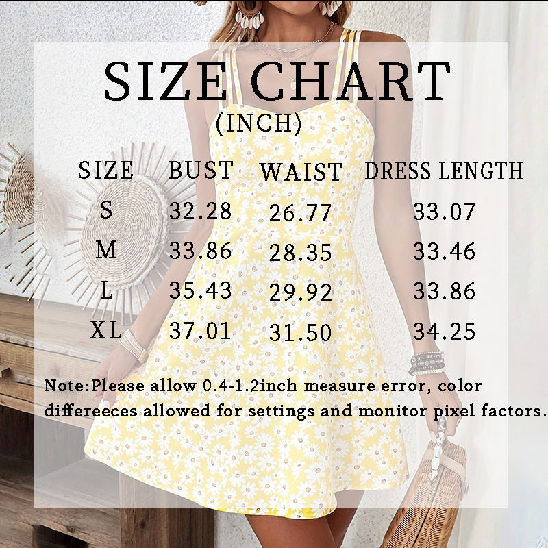 Floral Print Cami Dress Spaghetti Strap A Line Flowy Summer Mini Sundress