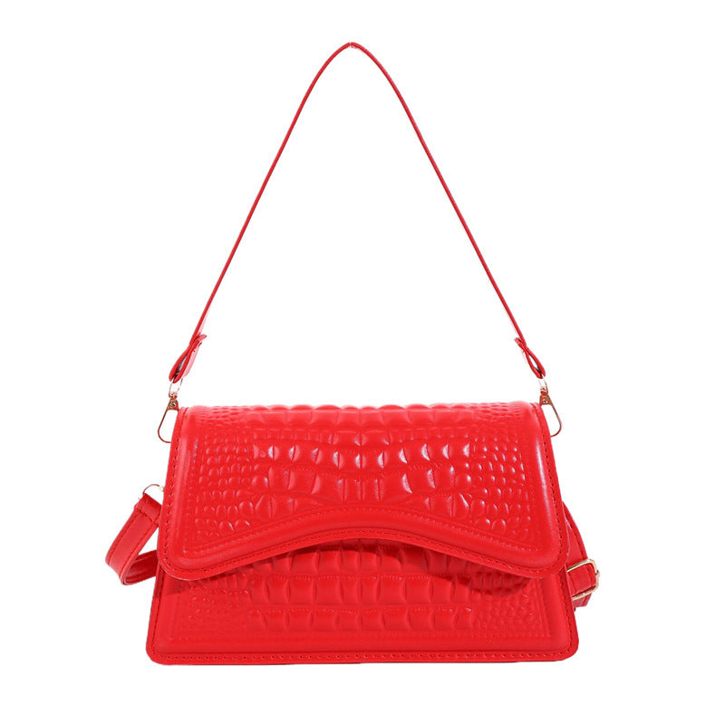 Croc-Embossed Mini Handbag – Bold Colors, Big Style Pattern Shoulder Commuter Western Style Messenger Bag