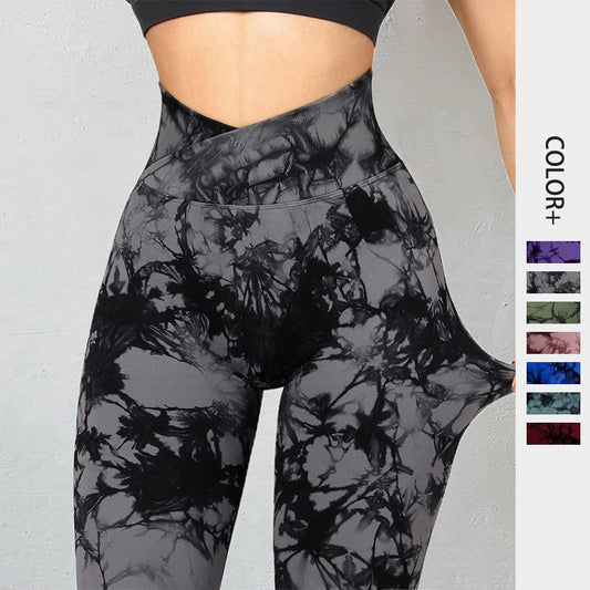 Tie-Dye Seamless Scrunch Leggings – Bold Prints, Sculpted Fit Yoga Pants Push Up Sport Fitness Running Gym Leggings