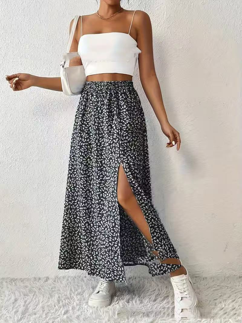 Fashionable With Side-slit Printed Skirt For Women's