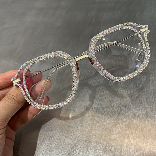 Luxury Diamond Cut Square Frame Glasses Diamond sunglasses