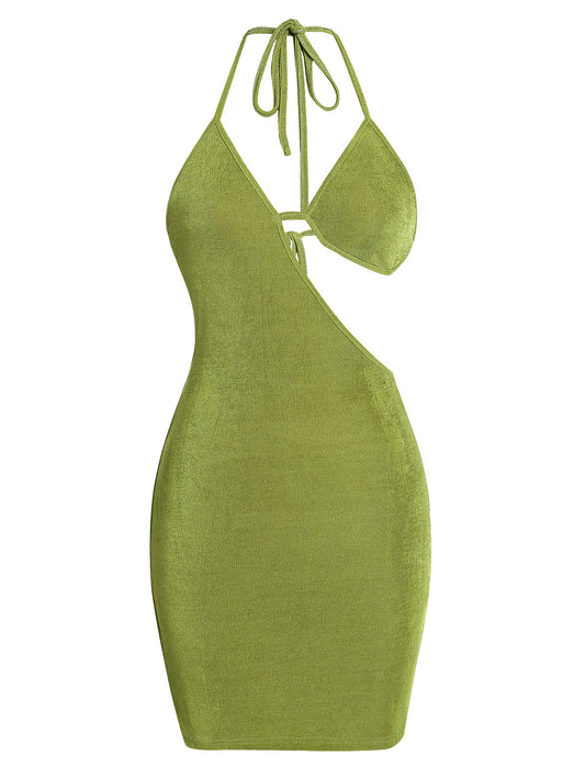 Sexy Bodycon Party Dresses Backless Spaghetti Straps Bra Cutout Jersey Halter Naughty Clubwear