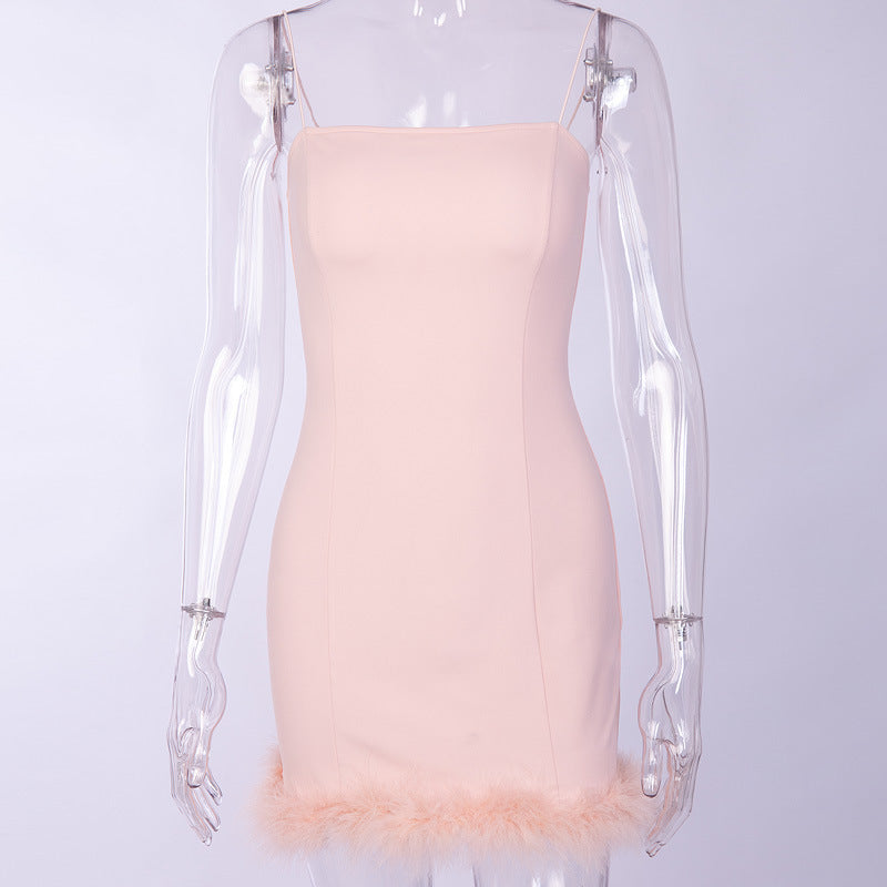 Classic Pink Slim Fit Bodycon Dress For Women's