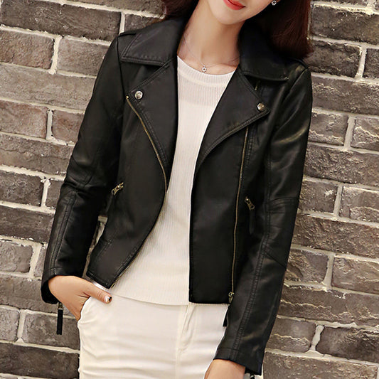 European And American Motorcycle Jacket Women's Clothing Leather Coat