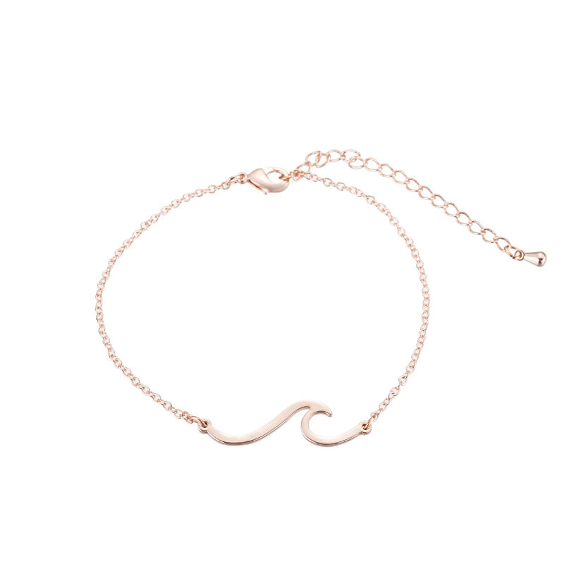 Dainty Minimalist Wave Charm Jewelry | Beach & Ocean Inspired Women's Fashion Simple Wave HAILANG Necklace Bracelet