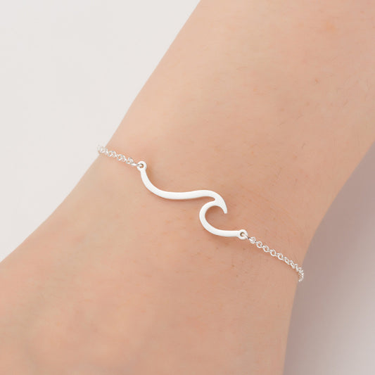 Dainty Minimalist Wave Charm Jewelry | Beach & Ocean Inspired Women's Fashion Simple Wave HAILANG Necklace Bracelet