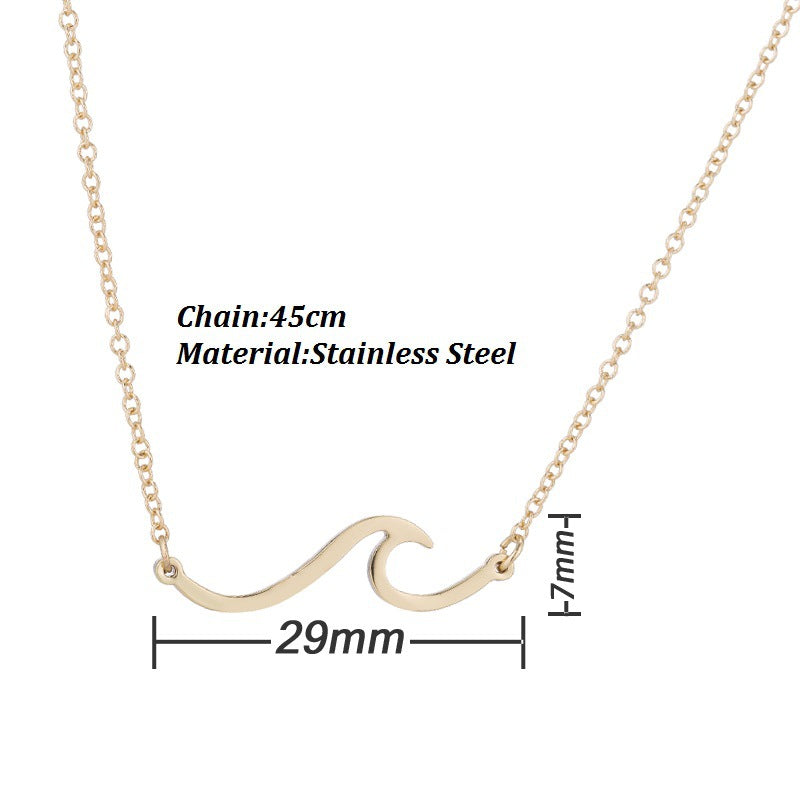 Dainty Minimalist Wave Charm Jewelry | Beach & Ocean Inspired Women's Fashion Simple Wave HAILANG Necklace Bracelet