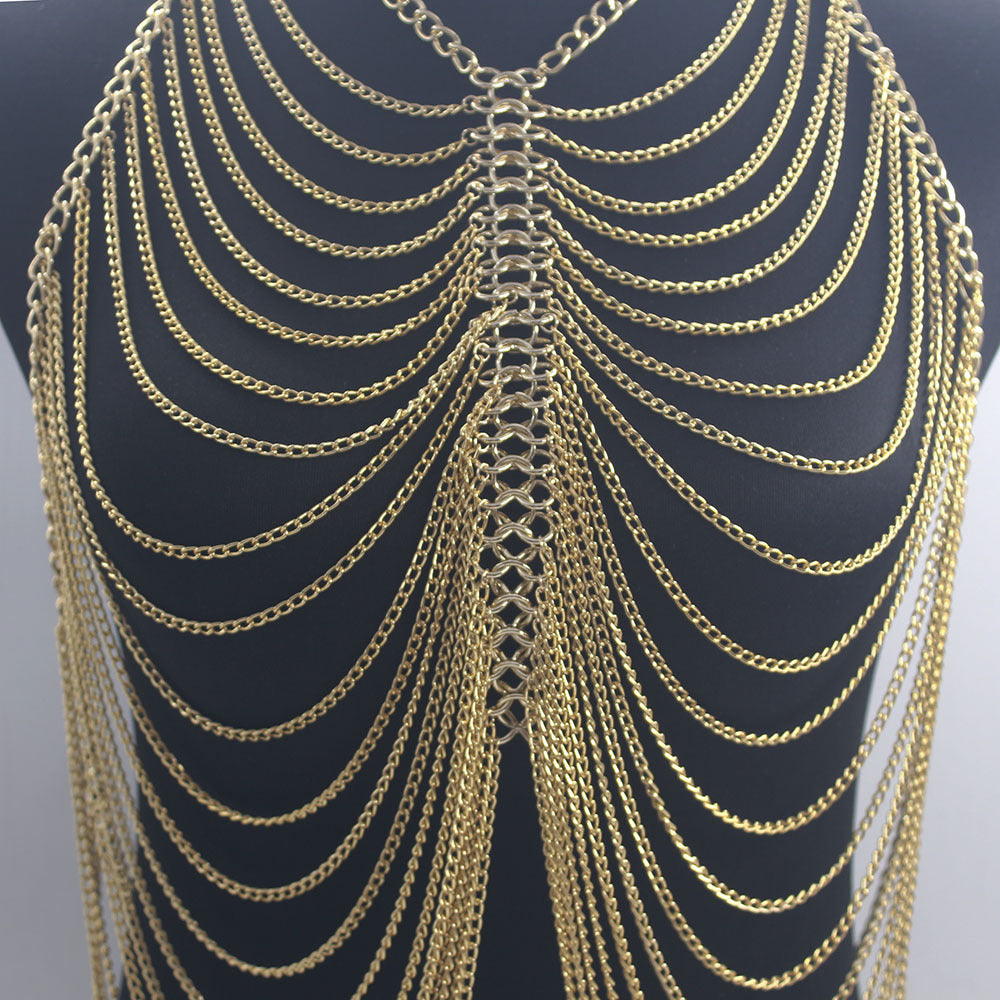 Sexy Halter Style Multilayer Body Chain Jewelry Fringe Body Chains Bikini Necklaces Prom Clothing Accessory Necklaces