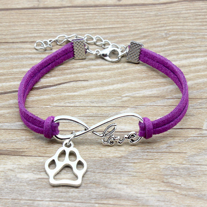 Cute Dog Paw & "Love" Infinity Friendship Bracelet Jewelry Simple Style Hand-woven Infinite Love Pet Bracelet