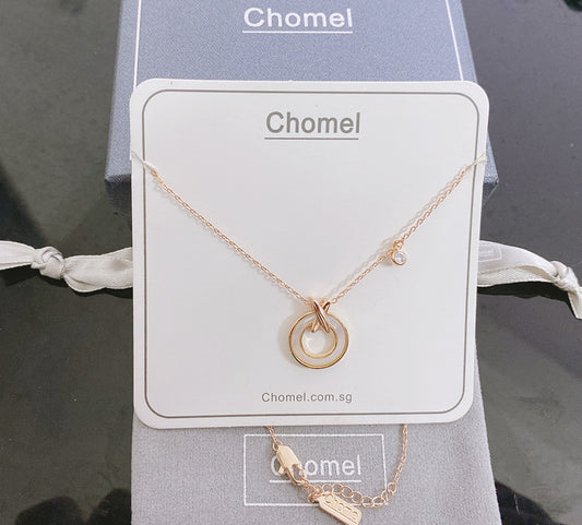 Elegant Twin Ring Pendant Necklace – Timeless Gold & Silver Dual-Tone Design  Fritillary circle silver necklace