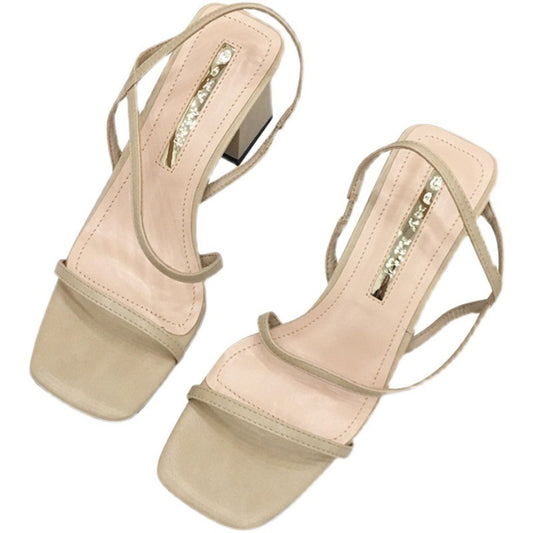 Fairy Style High Heel Roman Chic Nude & Black Open Toe Sandals