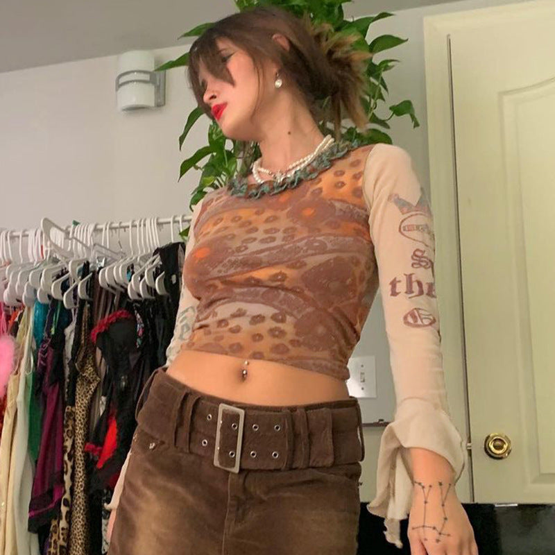 Contrasting Sexy Crop Top T-Shirt For Women's