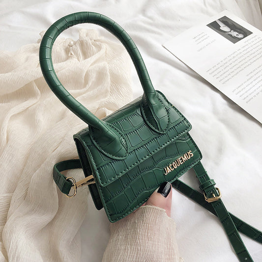 Mini Croc-Embossed Handbag – Trendy Colorful Shoulder Bag for Women Mini Bags Korean Fashion One-shoulder Portable Messenger Small Square Bag