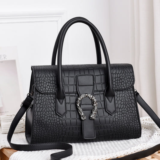 Classic Croc-Embossed Top Handle Handbags – Elegant Structured Shoulder Bags for Women (Multiple Colors) Korean Fashion Women's Bags Shoulder Diagonal Tote