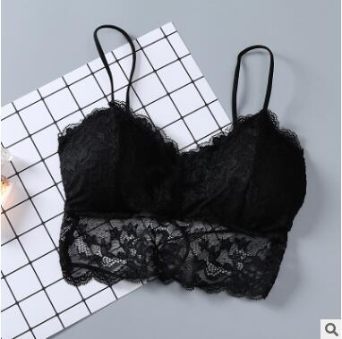 Lace Bralette Crop Top - Wireless Padded Camisole Summer Women Lace Sexy Top  bra