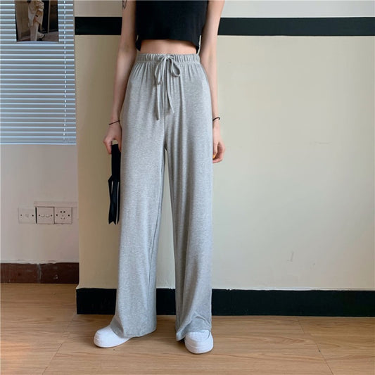 Comfy Flow Drawstring Lounge Pants – Wide-Leg Edition Drawstring Slim High Waist Mopping Pants