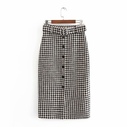 Houndstooth skirt and hip skirt