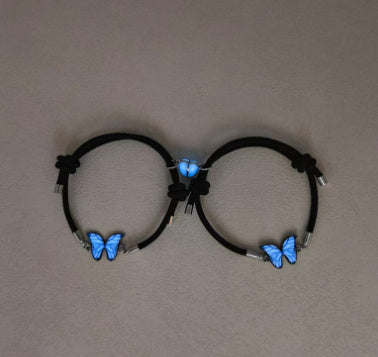 Enchanting Glow-in-the-Dark Butterfly Necklace & Bracelet Set Fashion Blue Luminous Butterfly Necklace Bracelet Set For Glow In The Dark Women Clavicle Chain Choker Party Jewelry Set Gift