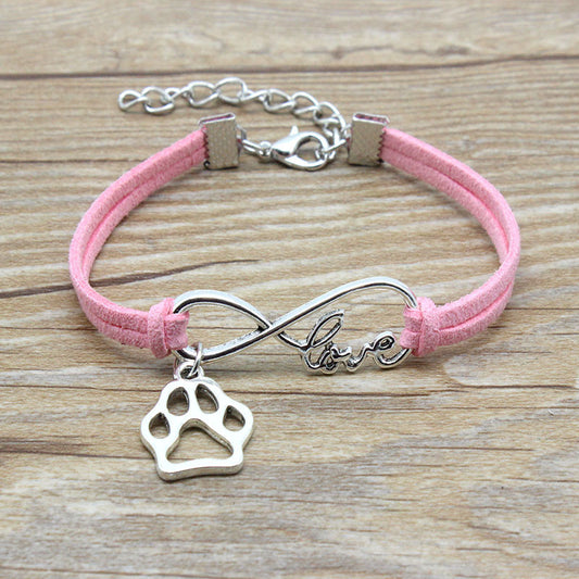 Cute Dog Paw & "Love" Infinity Friendship Bracelet Jewelry Simple Style Hand-woven Infinite Love Pet Bracelet